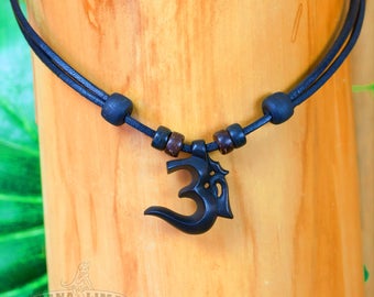 Surfer necklace Leather necklace Surf jewelry Surfer style Om Symbol Buddha Yoga HANA LIMA ®