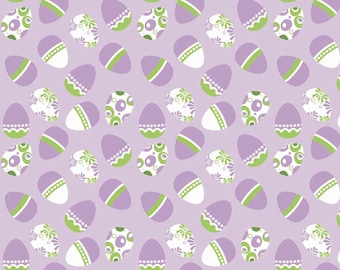 Easter Eggs Purple Holiday Banners by Riley Blake Designs - Green - Quilting Cotton Fabric - choose your cut