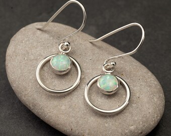 Opal Earrings- Silver Opal Earrings- Opal Dangle Earrings- Silver Earrings with opal gemstones- October birthstone