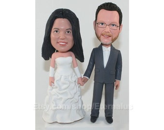 Custom Made Bride and Groom Wedding Cake Topper