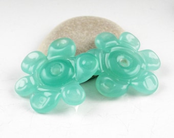 Lampwork Glass Beads, Handmade Lampwork, Jewelry Supplies, Handmade Bead, Artist Lampwork, Lampwork Pair, earring bead pair, Hippie Flower