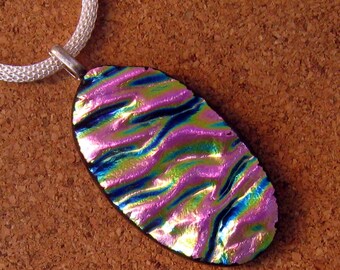 Dichroic Pendant - Fused Glass Pendant - Dichroic Jewelry - Fused Glass Jewelry - Dichroic Necklace - Pink Dichroic Pendant