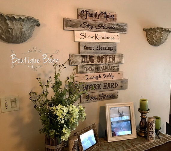 Family Rules Sign Wood Signs Wall Art Farmhouse Decor Rustic Home Reclaimed Personalized Hanging Family Rules Sign Wood Signs Wall Art Farmhouse Decor Rustic Home Reclaimed Personalized Hanging