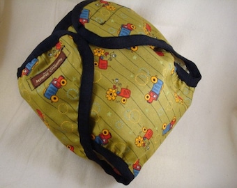 SALE Seconds - Boys Waterproof Wipe Clean Wrap Diaper Cover - Tractors 1095