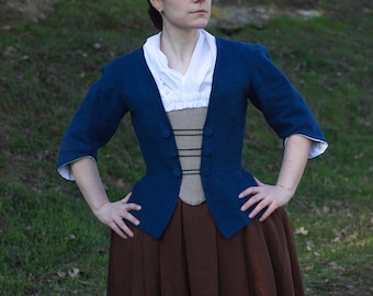 18th century linen jacket and stomacher, choose size and colour! Colonial Historical Costume Reenactment Rococo Living History