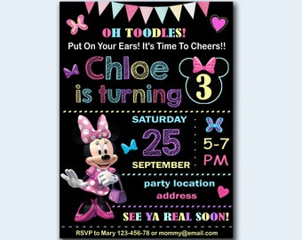 SALE Minnie mouse Birthday Invitation, Minnie mouse Invitation, Minnie mouse chalkboard invitation- Digital file
