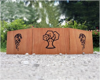 Wooden DM Screen for Tabletop Games (Dungeons and Dragons, Pathfinder Etc.) with Custom Woodburned Engraving