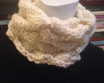 Ivory Knitted Chunky Cable Neck Warmer Cream Scarflette