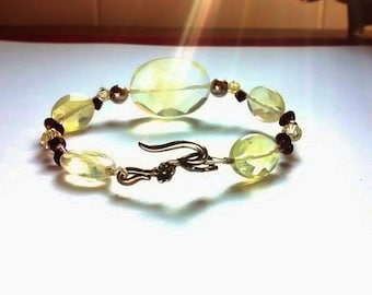 Handcrafted Pineapple Quartz & Swarovski Crystal Bracelet
