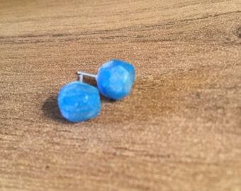 Blue quartz clay earrings