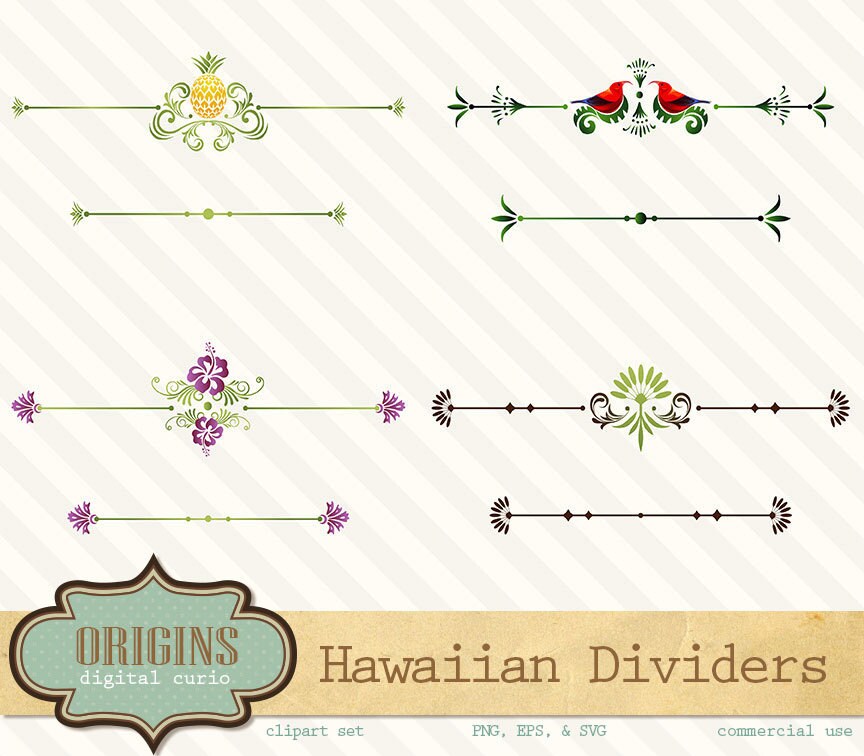 Hawaiian Page Text Dividers & Graphics PNG and Vector Clipart