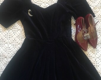 Vintage Laura Ashley Midnight Blue Evening Dress ~ Size 12