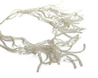 Layered Necklace - Statement Necklace - Bib necklace - Beaded necklace - Gift for her - Wedding jewelry - Bridal jewelry - Quartz necklace