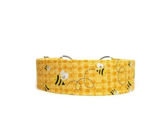 Honeycomb Bumblebee Dog Collar, Spring Cat Collar, Boy Dog Collar, Girl Dog Collar, Made To Order, Available in Buckle or Martingale.