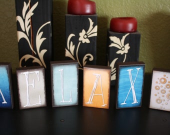 RELAX Block Set- Set of 6- Blocks are roughly 4" and 4.5" tall