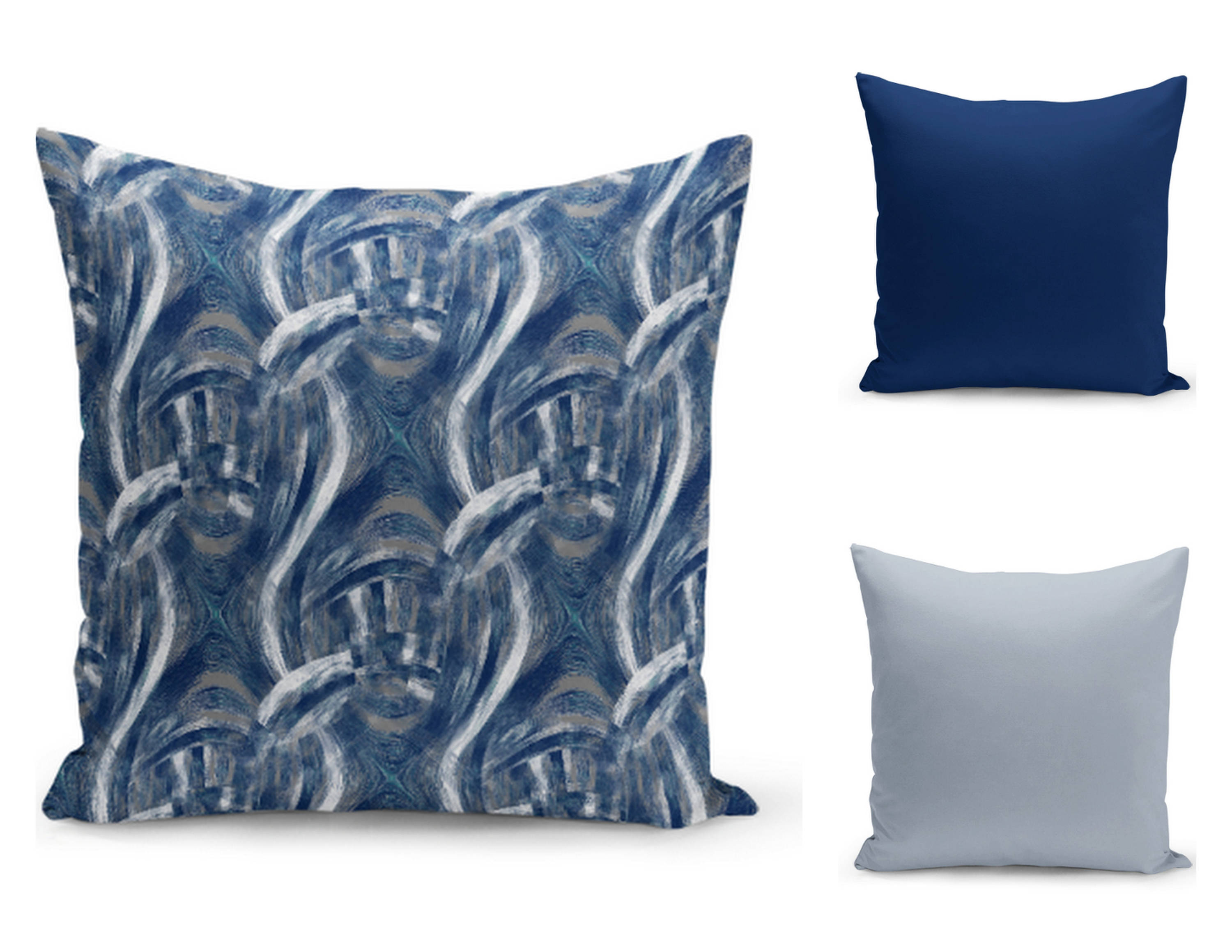 Pillow Covers Navy Light Blue White Grey Home Decor Accent