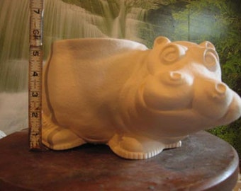 Hippo Pot, Hippopotamus, Flower vase, Flower Planter, Hippopotamus with shoes, Hippo in sneakers, u-paint,Ready to paint,Ceramic bisque