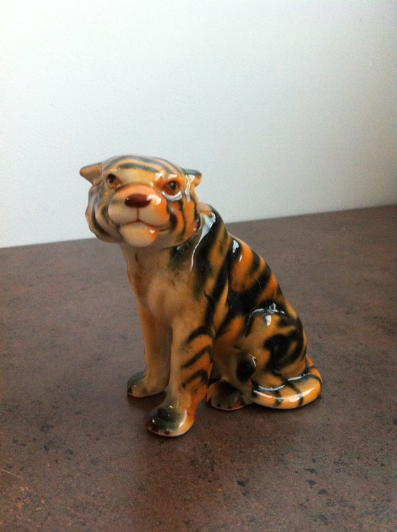 Vintage Tiger Figurine Made in Germany Jungle Cat Ornament