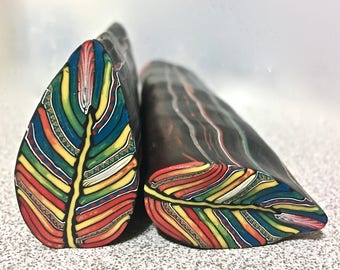 Feather Cane. Polymer Clay Cane, Raw Millefiori Cane, Handmade Cane, Craft Supply, Southwestern Crafts, Woodland Crafts, Jewelry Crafts