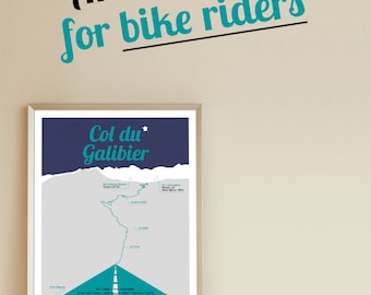 Tour de France print, Col du Galibier, A3 poster, birthday present