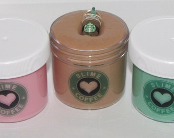 3 slimes cappuccino starbucks coffee mocha strawberry cream green tea frappuccino inspired DAISO slime charm included scented