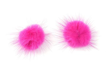 5 hot pink fur 25mm without hanging tassels