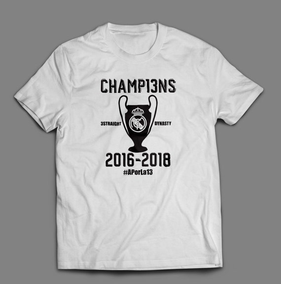 Real Madrid Champions League 2016-2018 Shirt #APorLa13 S-4XL And Long Sleeve Available Customizable CHAMP13NS 3Straight