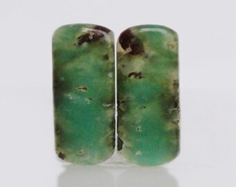 AAAA+ Quality 22CT, Green Chrysoprase Pair Cabochon For Earring Jewelry Making, Fancy, Designer Gemstone Supplies, Loose Gemstone, AG-3538