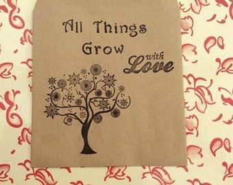 Wedding Seeds Favour Envelopes Packets Handmade Vintage Shabby Chic All Things Grow With Love - Set of 10