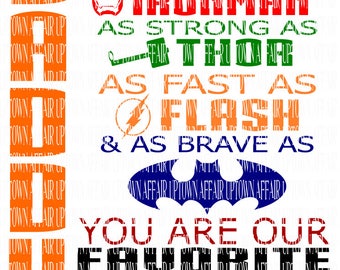 DADDY FAVORITE SUPERHERO Multiple Layers svg/dxf/png