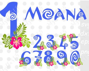 Moana numbers SVG, moana svg, moana font svg, cartoon svg, Disney inspired svg, birthday girl, for cutting machines, DXF, EPS, Cricut files