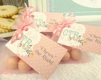 CTR "Chews" the Right Favor Tags Printable: Girl Party Favor Tags for Goodie Bags - Gift Tag, LDS Baptism, LDS Primary, Great to be 8