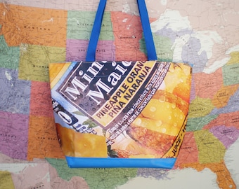 Tote bag made from a Minute Maid juice Banner