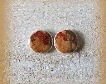 Set of 2 porcelain beads, handmade from france