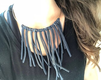 leather fringe necklace