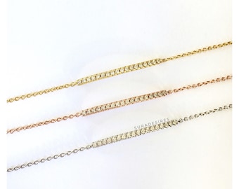 Danity Crystal Bar Bracelet, Bar Bracelet, Crystal Bracelet, Skinny Bar Bracelet, Bridesmaid Gift, Skinny Crystal Bar Bracelet | Suradesires