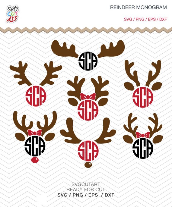 Monogram Reindeer Svg - Layered SVG Cut File