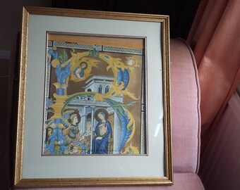 Large Vintage Religious Print ‘The Anunciation’