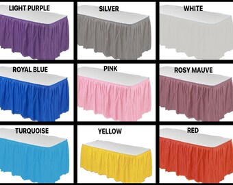 Party Table SKIRT 14 ft. x 29" Pleated Plastic Disposable Waterproof Table SKIRT Choose Color