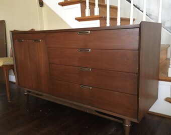 SOLD-Broyhill Premier credenza/server in walnut Eames era
