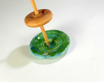 Pottery spinning bowl, ceramic spindle support bowl, stoneware spinning disk, supported spindle bowl, pottery lap bowl