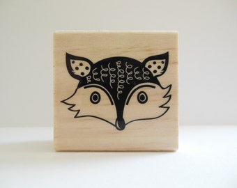 Fox Stamp - Hoot and Howl Collection - Wood Mounted Rubber Stamp - Woodland Animal
