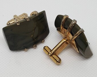 Vintage Men's Deep Olive Bakelite Cufflinks