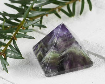 One FLUORITE Pyramid - Rainbow Fluorite, Fluorite Crystal, Green Fluorite, Purple Fluorite, Healing Crystal Pyramid, Blue Fluorite E0212