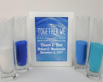 Blended Family Wedding Sand Ceremony Set, Shadow Box Kit, Unity Candle Alternative, Together We Make a Family, Blended Family Sand Frame