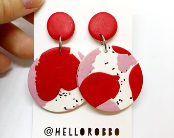So Cool - Polymer clay statement dangle earrings