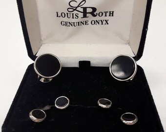 Louis Roth véritable Onyx 6 pièce relier et Stud Set