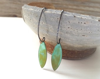 Green Verdigris Dangle Earrings