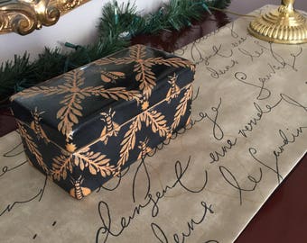 Waverly Home Decor Unholstery Pen Pal Parchment Black Script on Mocha Rectangle Cotton Table Runner by Themerunners