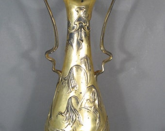 Huge 18.75" Art Nouveau pewter vase 1900 JULIUS ROBERT HANNIG Jugendstil Zinn